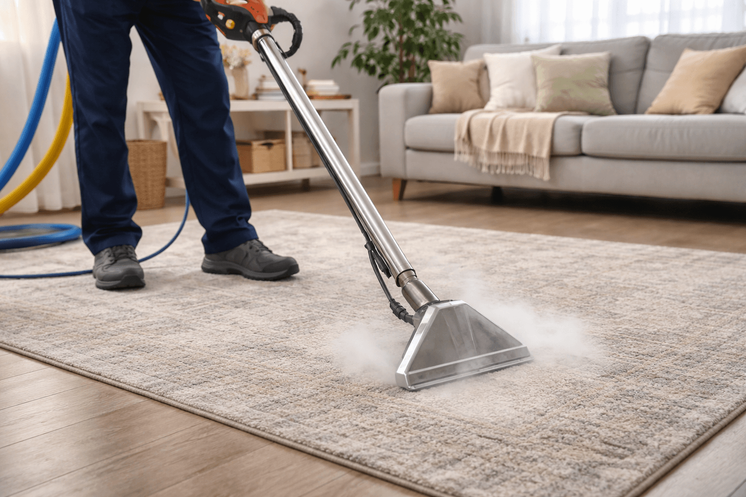 Westshine Steam Clean — professional steam cleaning a rug
